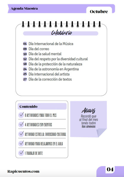 Agenda Maestra - Octubre - Imagen 3