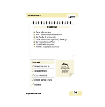 Agenda Maestra - Agosto - Imagen 3